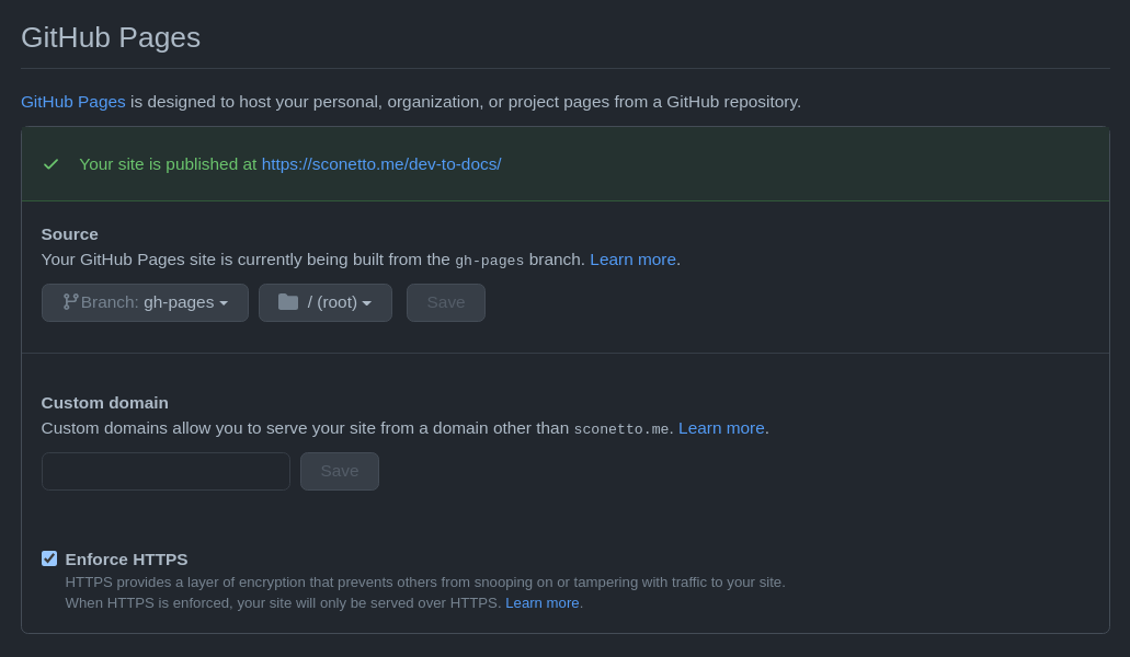 Example settings for the page.